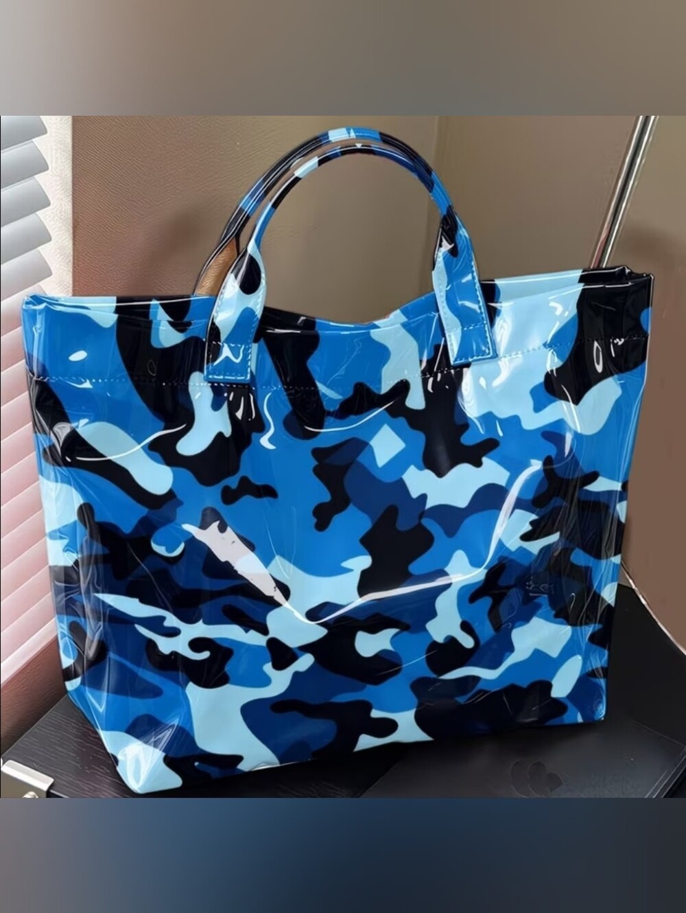 Blue Camo Daily Commute  PVC Tote Large